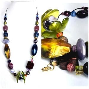 Teresa Goodall Colorful Chunky Beaded 30" Long Single Strand Necklace